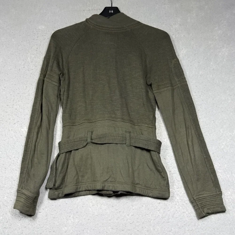 Free People Utility Jacket Women’s Size Medium Green Military Boho Belted